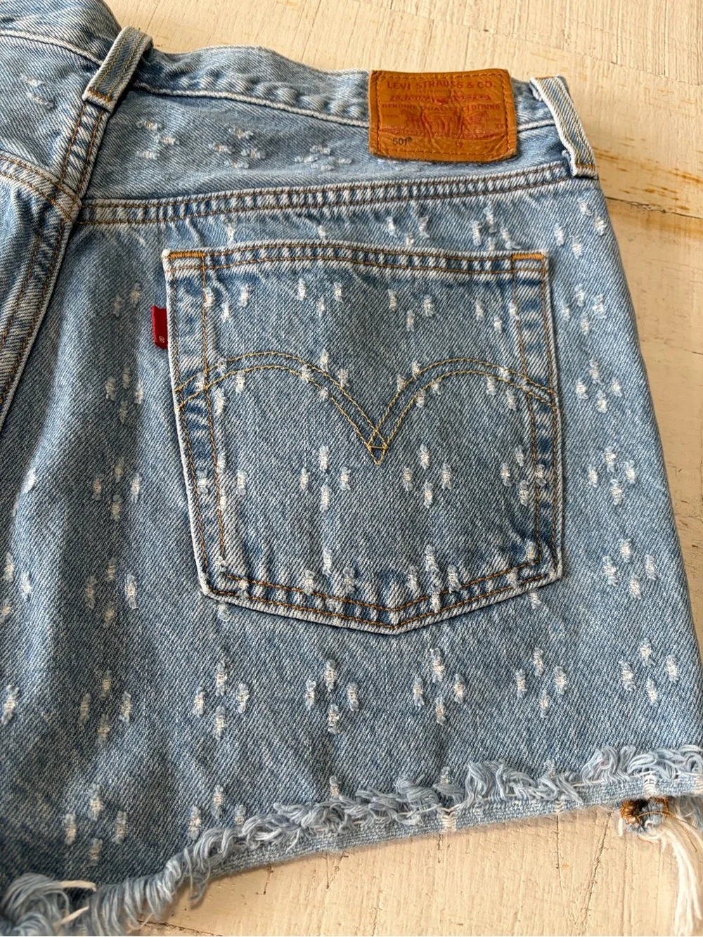 Levi’s 501 Premium Denim Jean Shorts size 31 Cut Off‎ Dottie Blues Distressed